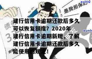 建行信用卡逾期还款后多久能恢复使用额度？2020新规定解读